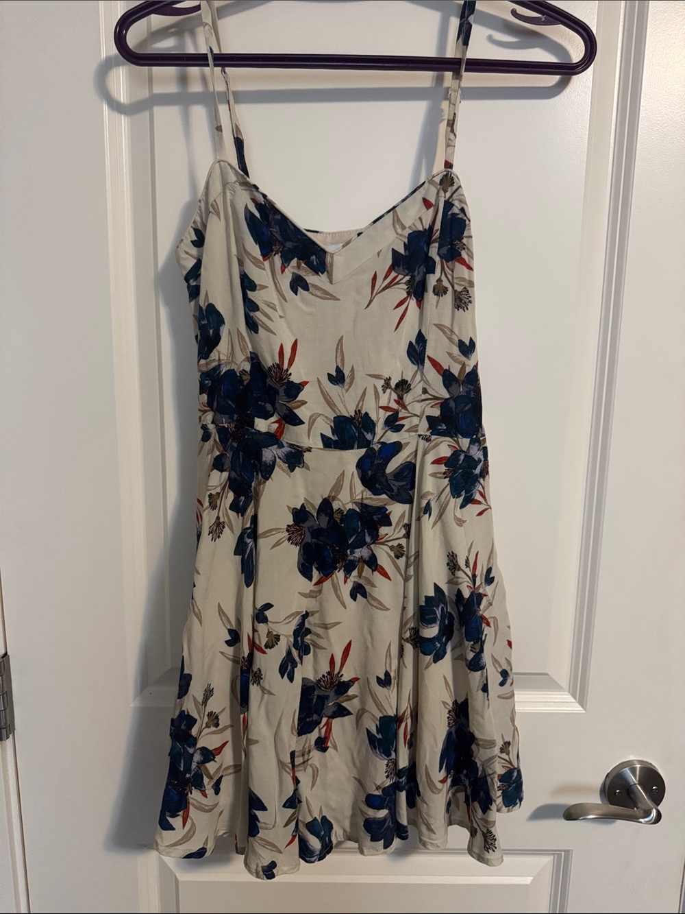 Talula Cream Mini Dress with Navy and Rust Floral Print